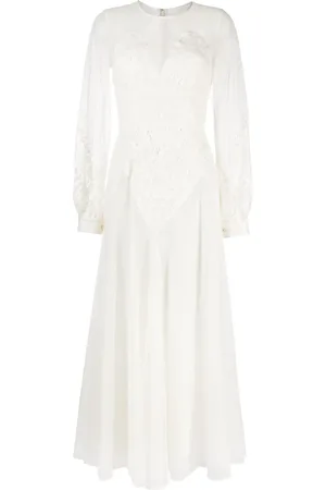 Elie saab Floral-lace tulle maxi dress