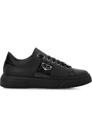 Philipp Plein Triangle Plein-plaque leather sneakers