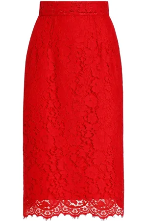 Dolce & Gabbana Floral-lace midi skirt