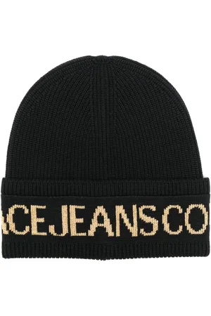 VERSACE Logo-intarsia knitted beanie