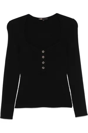 Maje Scoop-neck ribbed-knit jumper