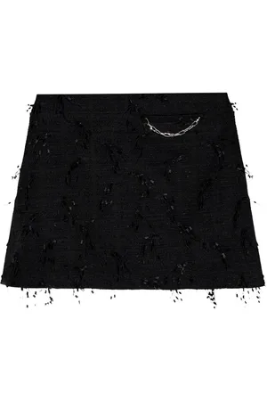 Ganni Fringed tweed mini skirt
