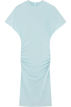 Stella McCartney Padded-shoulder short-sleeve midi dress