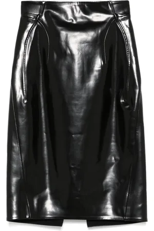 MUGLER Faux-leather mini skirt