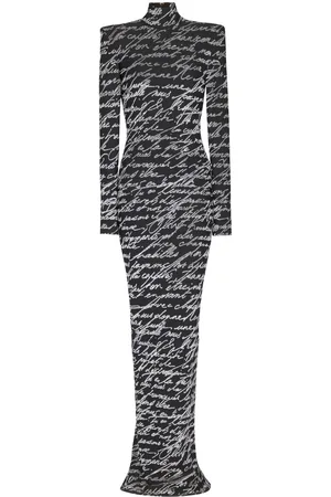 Balmain All-over slogan-print maxi dress