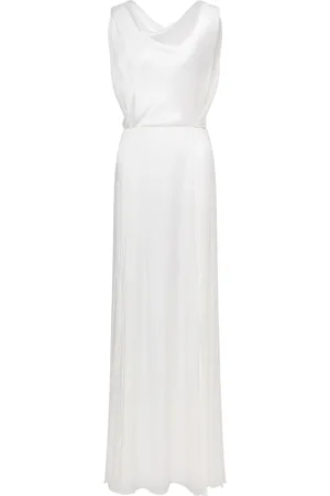 Alberta Ferretti Pleat-detail satin dress