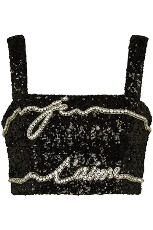 Balmain Sequinned cropped top