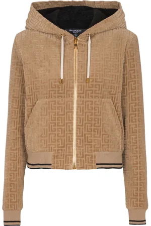 Balmain PB Labyrinth velvet hoodie
