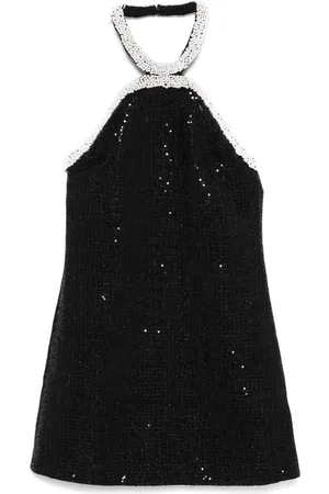 Self-Portrait Bouclé pearl-trim mini dress