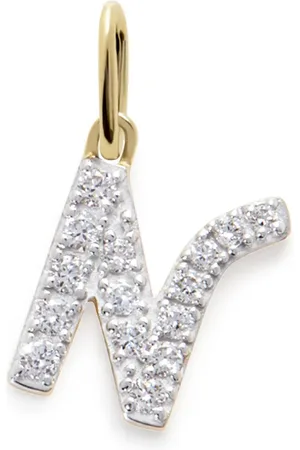 Monica Vinader 14kt yellow N charm diamond necklace