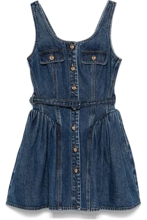 Self-Portrait Flared denim mini dress