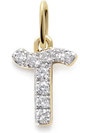 Monica Vinader 14kt yellow Initial T diamond pendant