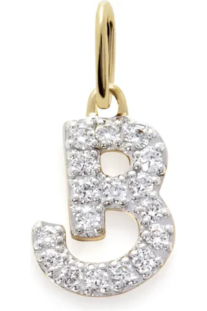 Monica Vinader 14kt yellow B charm diamond pendant