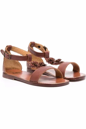 PèPè Floral-detail leather sandals