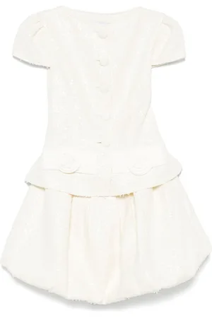 Self-Portrait Bow-detail bouclé mini dress