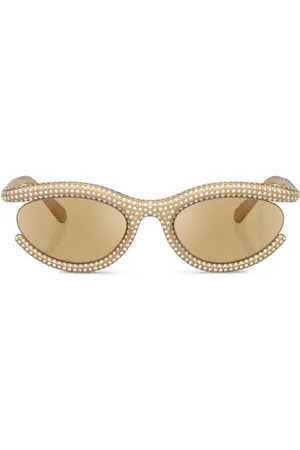 Swarovski Pavé crystal-embellished oval-frame sunglasses