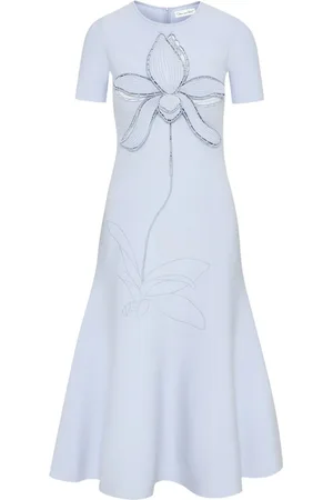 Oscar de la Renta Orchid embroidered jacquard midi dress