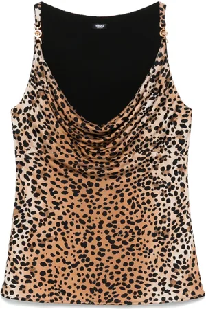 VERSACE Leopard-print cowl-neck top