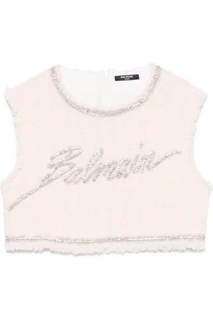 Balmain Crystal-embellished cropped top