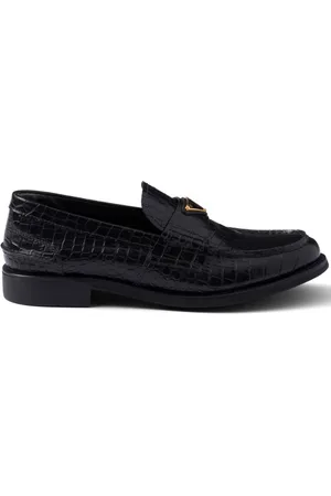 Prada Crocodile-embossed leather loafers