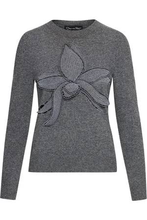 Oscar de la Renta Orchid embroidered sweater
