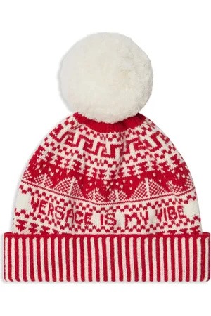 VERSACE Fair Isle jacquard wool beanie