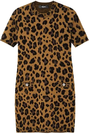 VERSACE Leopard-jacquard T-Shirt dress