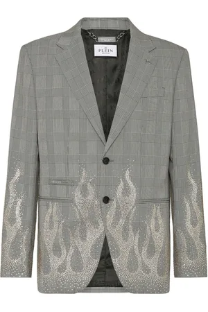Philipp Plein Rhinestone-flame embellished blazer