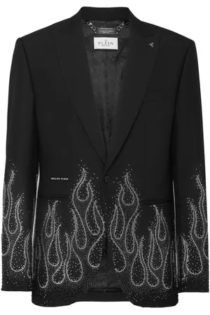 Philipp Plein Rhinestone-flame embellished blazer