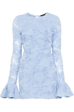 ROTATE Floral-appliqué mesh mini dress
