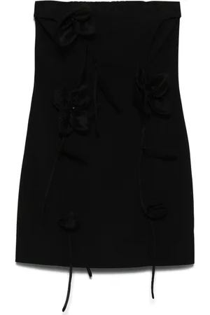 ROTATE Rose-appliqué tube mini dress