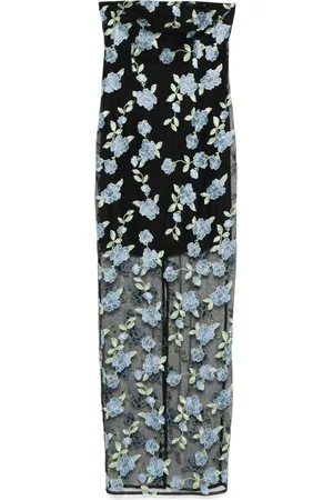 ROTATE Flower mesh maxi dress