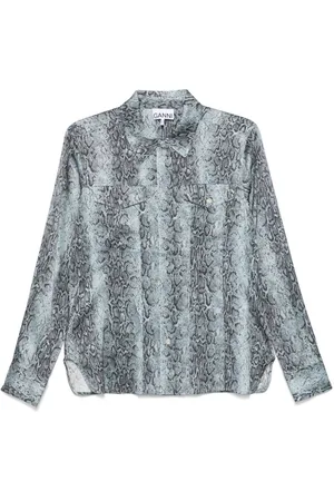 Ganni Snakeskin-printed shirt