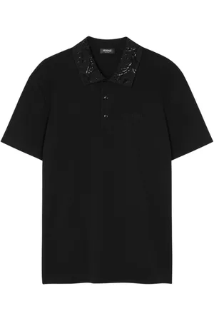 VERSACE Barocco sequin-embellished polo shirt