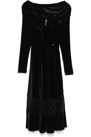 NISSA Off-shoulder velvet midi dress