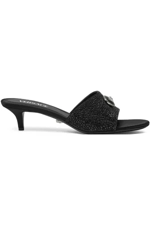 VERSACE 45mm Alia Medusa embellished mules