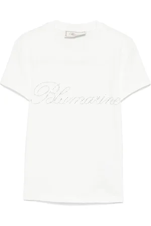 BLUMARINE Rhinestone-logo T-shirt