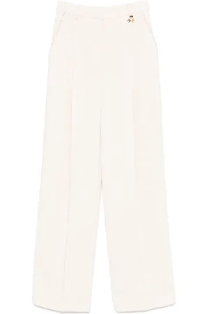 Elisabetta Franchi Contrasting-topstitching crepe trousers
