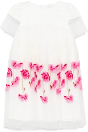 MONNALISA Floral-embroidered dress