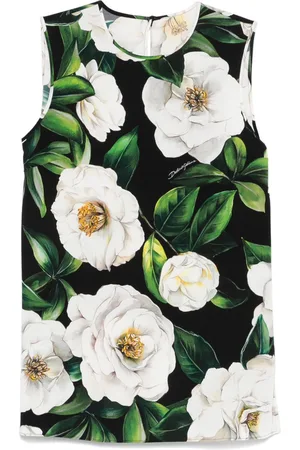 Dolce & Gabbana Gardenia-print charmeuse top