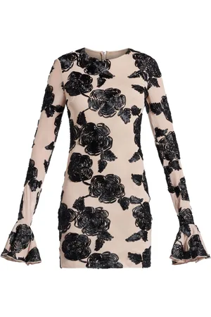 ROTATE Flower-mesh mini dress