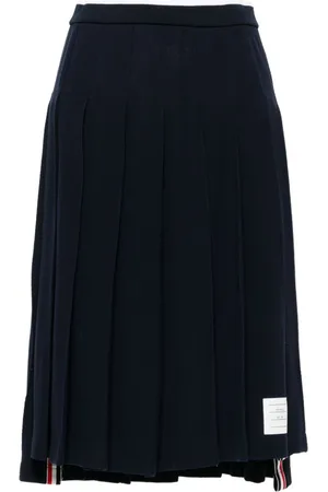 Thom Browne Pleated chevron-knit midi skirt