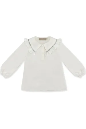 LA STUPENDERIA Smock-embroidery polo top