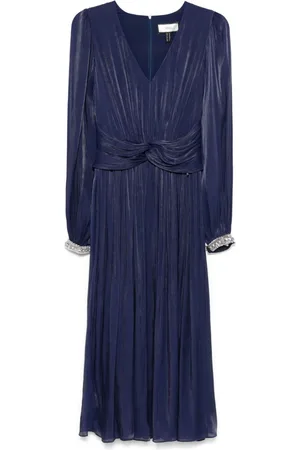 NISSA Pleated chiffon midi dress