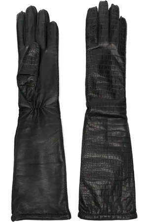 Manokhi Croc-effect long gloves