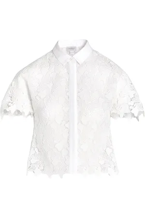 Giambattista Valli Cropped macramé blouse