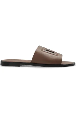Dolce & Gabbana DG logo leather slides
