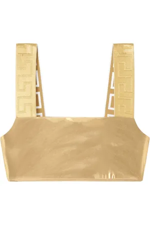 VERSACE Greca Border metallic bikini top