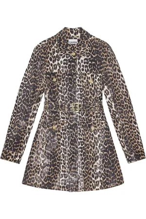Ganni Leopard-print denim dress