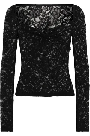 Dolce & Gabbana Floral-lace sweetheart-neck top